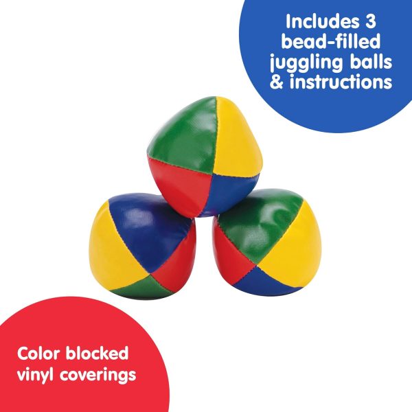 Schylling Classic Juggling Balls - Colorful Vinyl Toss-and-Catch Balls with Bead Filling - Includes 3 Balls and Instructions - Ages 5 and Up - Three Piece Set