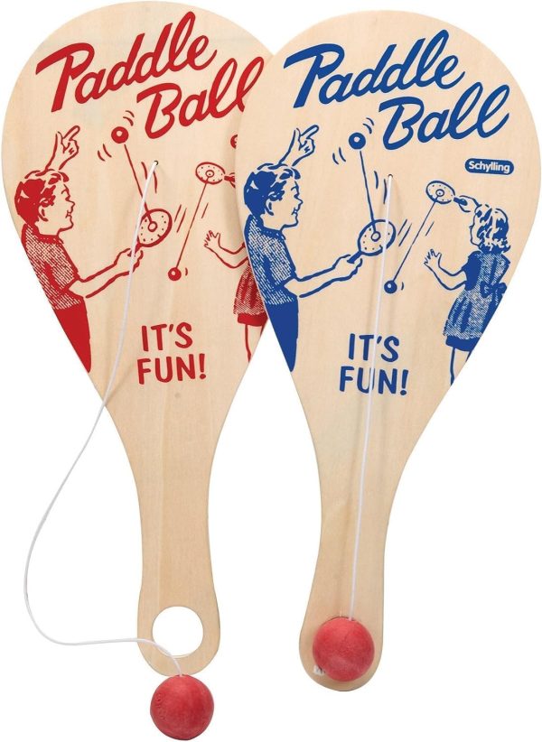 Schylling Paddle Ball - Classic Game Made with Real Wood - Ages 5 and Up - One Piece