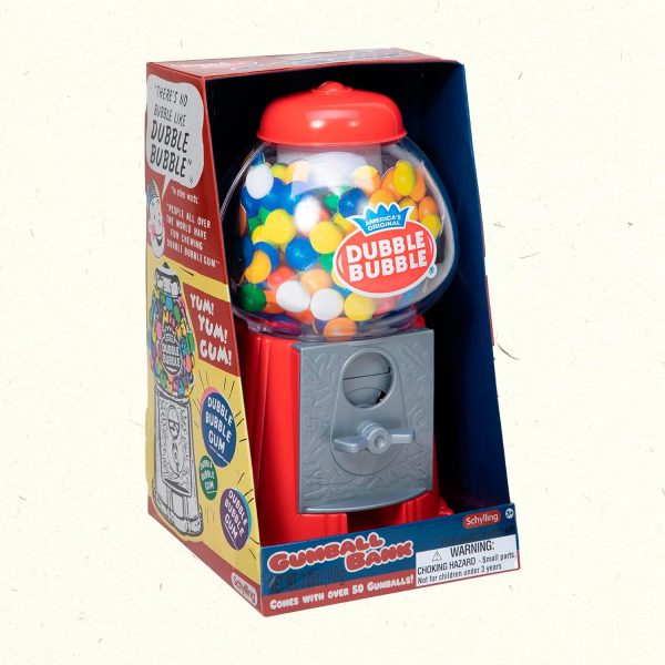 Schylling Brand Classic Retro Gumball Coin Bank - 8.5 Tall - Includes 45 Dubble Bubble Gumballs - Ages 3+